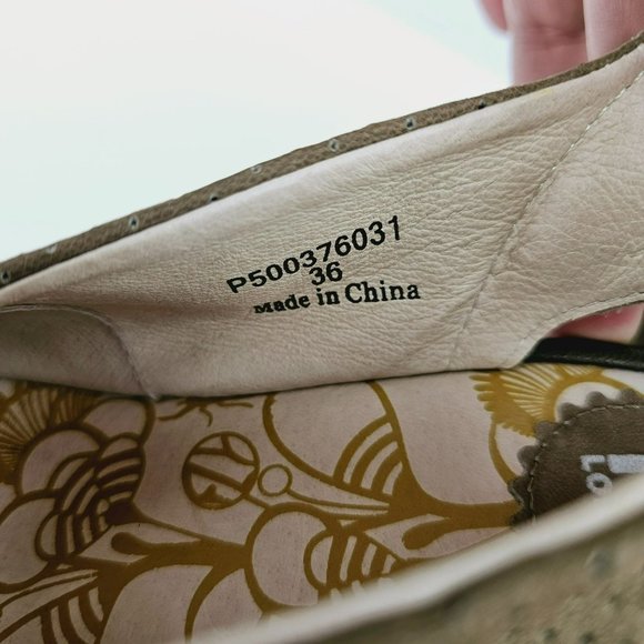 Fly London Yala Sandals 36 5.5 Perforated Suede Wedge Olive Green Taupe Peep Toe - Picture 2 of 13